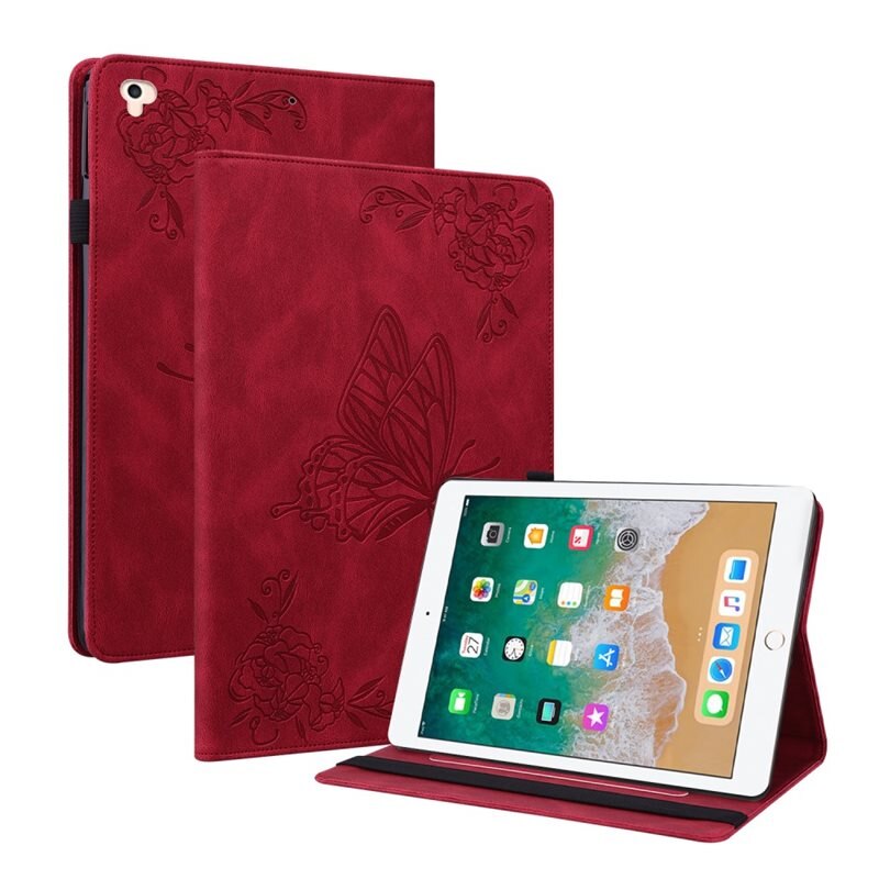 Nahkakotelo Perhonen Apple iPad 9.7 5th Gen (2017) Punainen