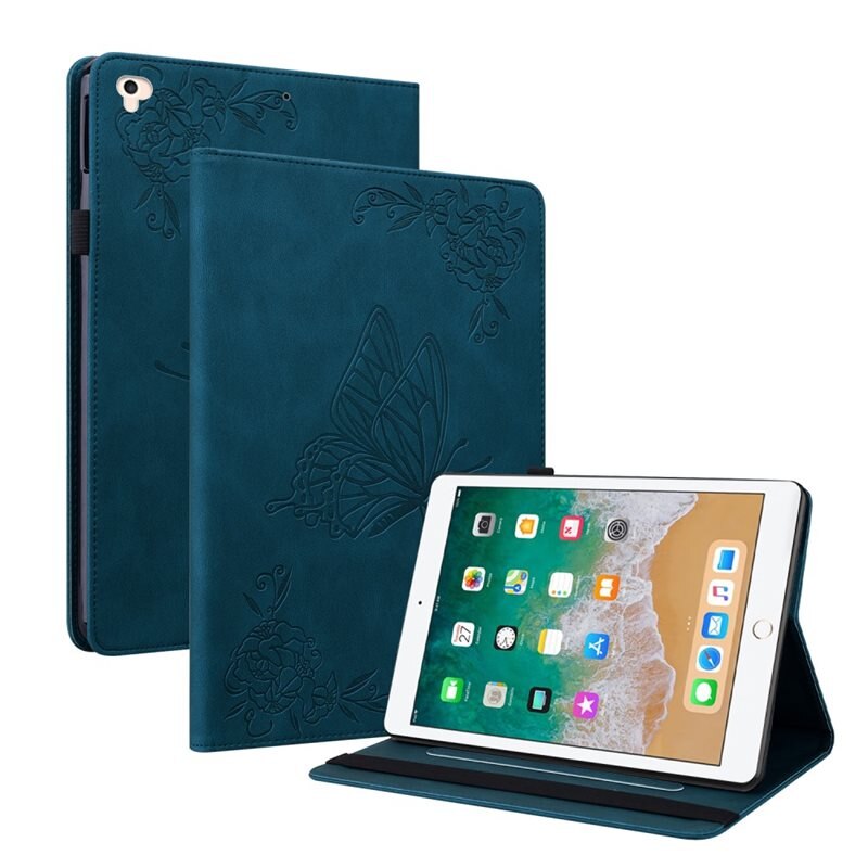 Nahkakotelo Perhonen Apple iPad 9.7 5th Gen (2017) Sininen