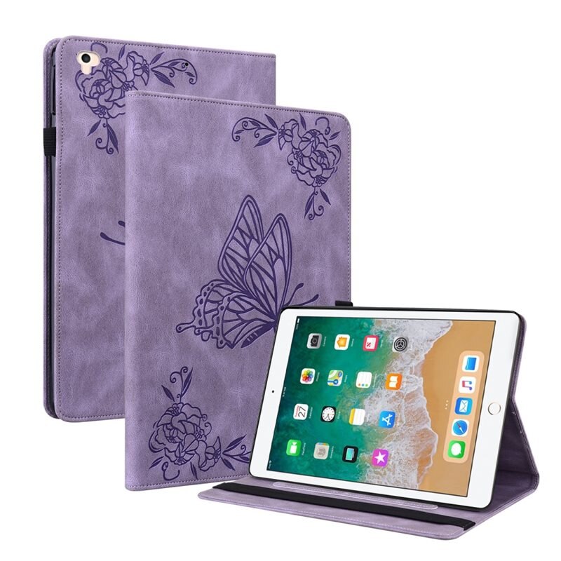 Nahkakotelo Perhonen Apple iPad 9.7 5th Gen (2017) Liila