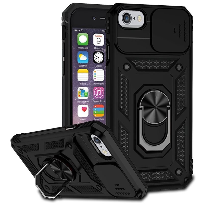 Hybridikuori Ring + Kamerasuojalla iPhone SE 2020 Musta