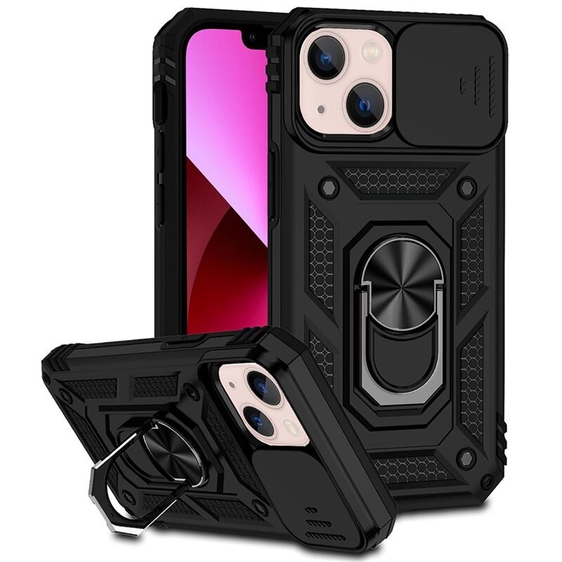 Hybridikuori Ring + Kamerasuojalla iPhone 13 Mini Musta