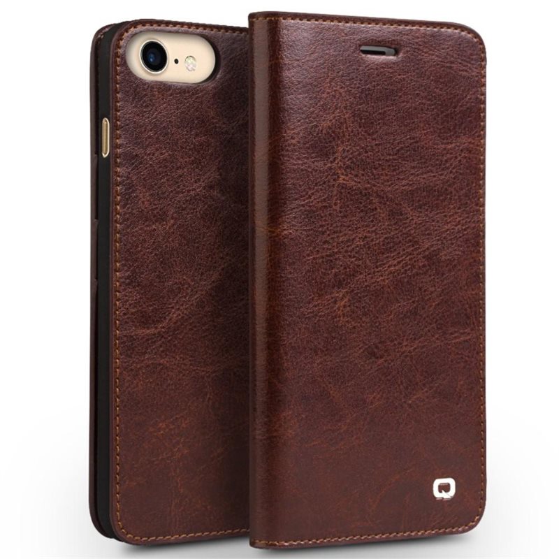 Qialino Leather Wallet Case iPhone SE (2022) Brown