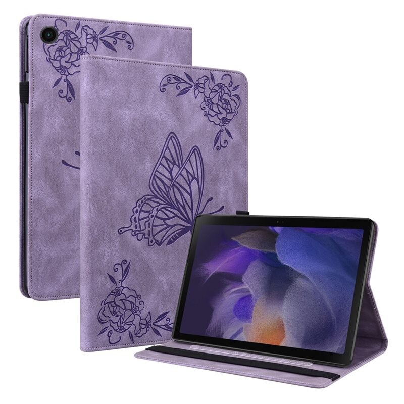 Nahkakotelo Perhonen Samsung Galaxy Tab A8 Liila