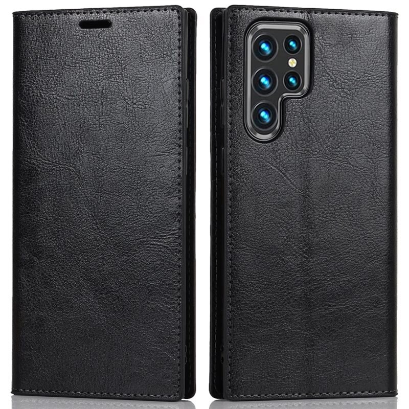 Suojakotelo Aito Nahka Samsung Galaxy S22 Ultra Musta