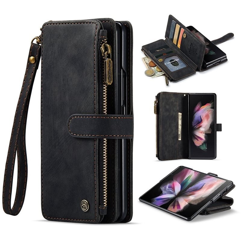 CaseMe Zipper Wallet Samsung Galaxy Z Fold 3 musta