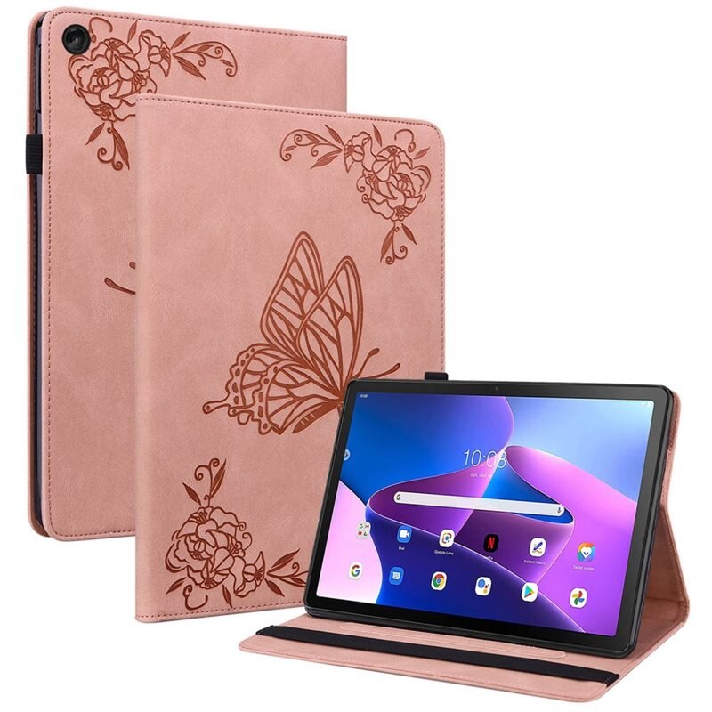 Nahkakotelo Perhonen Lenovo Tab M10 (3rd Gen) Vaaleanpunainen