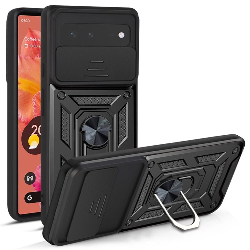 Hybridikuori Ring + Kamerasuojalla Google Pixel 6 Musta