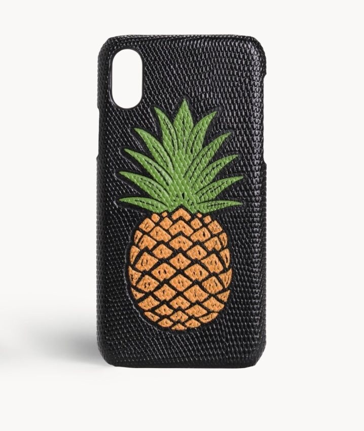 The Case Factory Kuori iPhone Xs Max Pineapple Orange Lizard Black