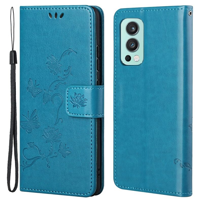 Nahkakotelo Perhonen OnePlus Nord 2 5G Sininen