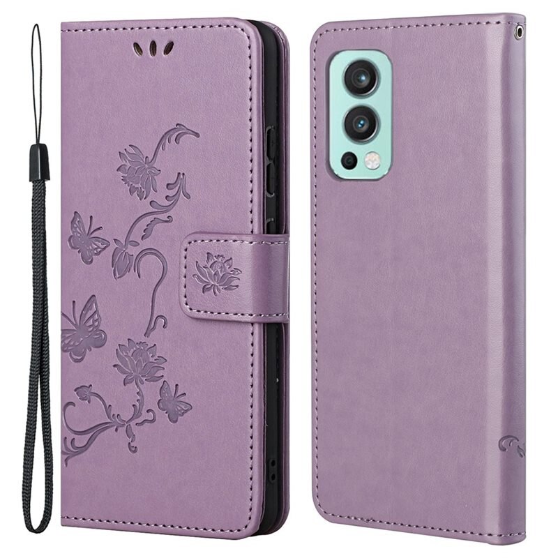 Nahkakotelo Perhonen OnePlus Nord 2 5G Liila