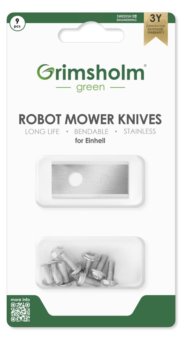 Grimsholm 9 kpl Robottiruohonleikkurin terä Einhell Freelexo 750 LCD BT+