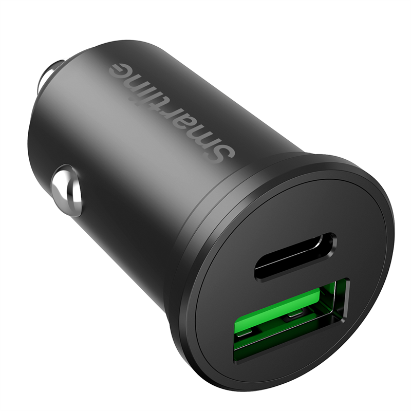 Smartline PD Dual Car Charger USB-C + USB-A 45W 12V-24V musta