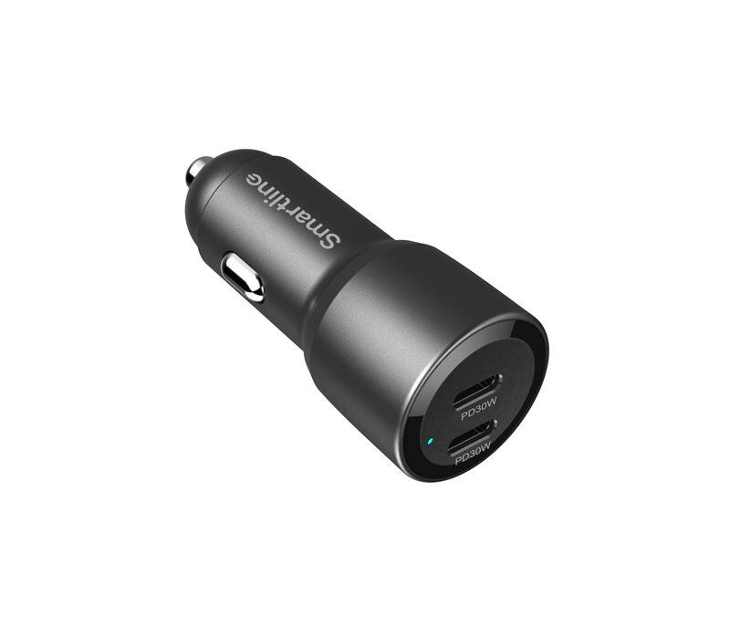 Smartline Autolaturi USB-C x2 60W PD musta