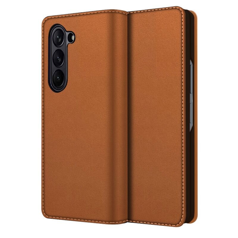 Aito Nahkakotelo Samsung Galaxy Z Fold 5 Cognac