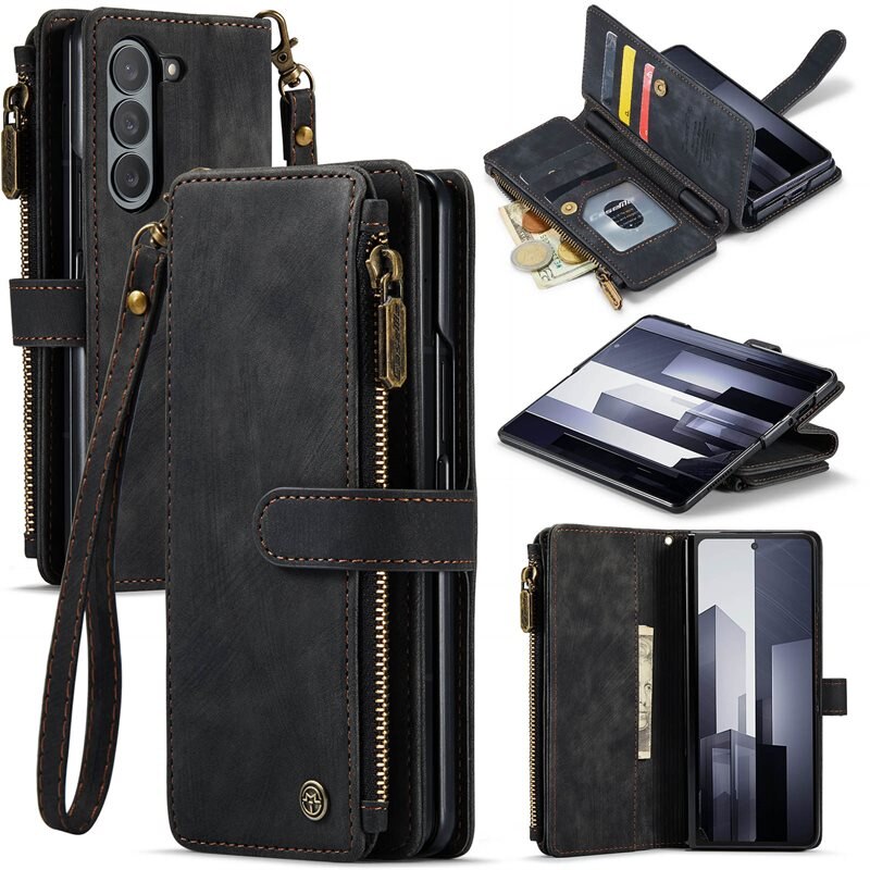 CaseMe Zipper Wallet Samsung Galaxy Z Fold 6 musta