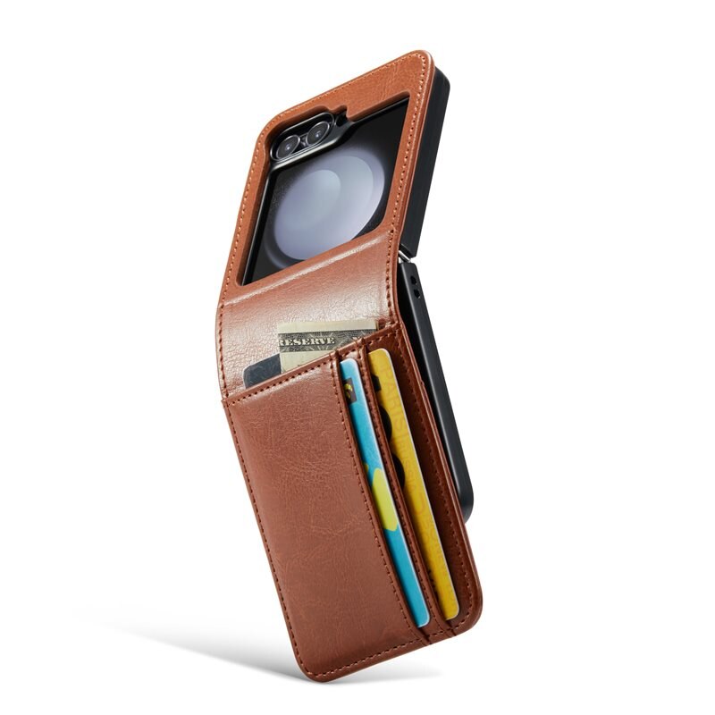Mobique Aito Nahkakotelo Samsung Galaxy Z Flip 6 Ruskea