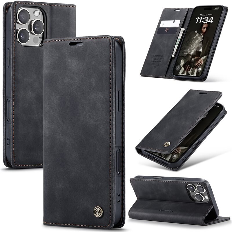 CaseMe Slim Lompakkokotelo iPhone 16 Pro Max Musta