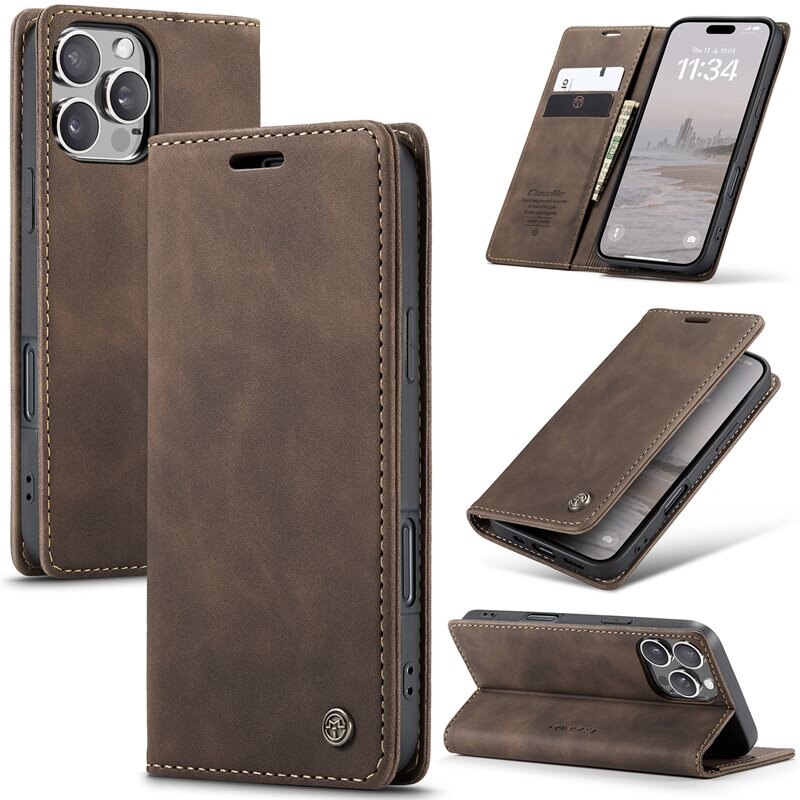 CaseMe Slim Lompakkokotelo iPhone 16 Pro Ruskea