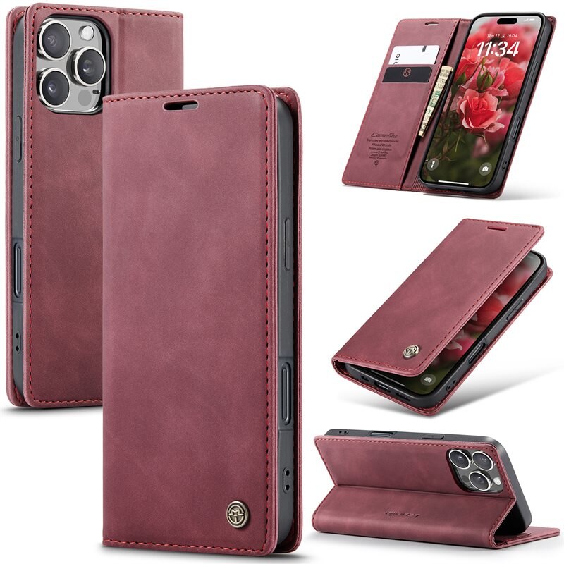 CaseMe Slim Lompakkokotelo iPhone 16 Pro Punainen