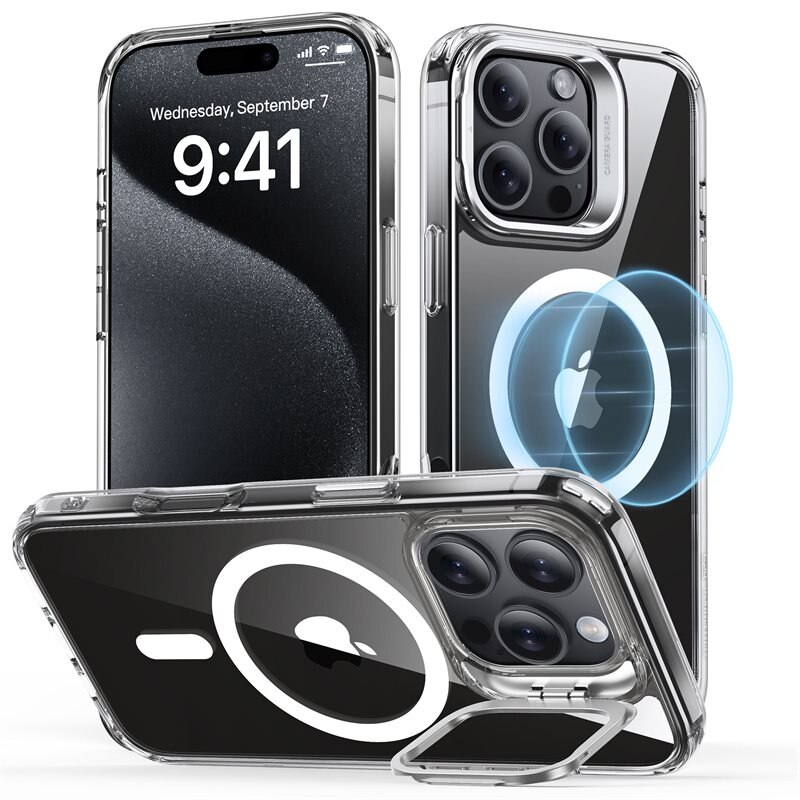 ESR Classic Kickstand HaloLock MagSafe iPhone 16 Pro Kirkas - Puhelimen kuoret - MagSafe
