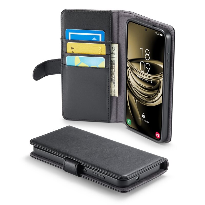 Mobique Aito Nahkakotelo Samsung Galaxy S25 Plus Musta