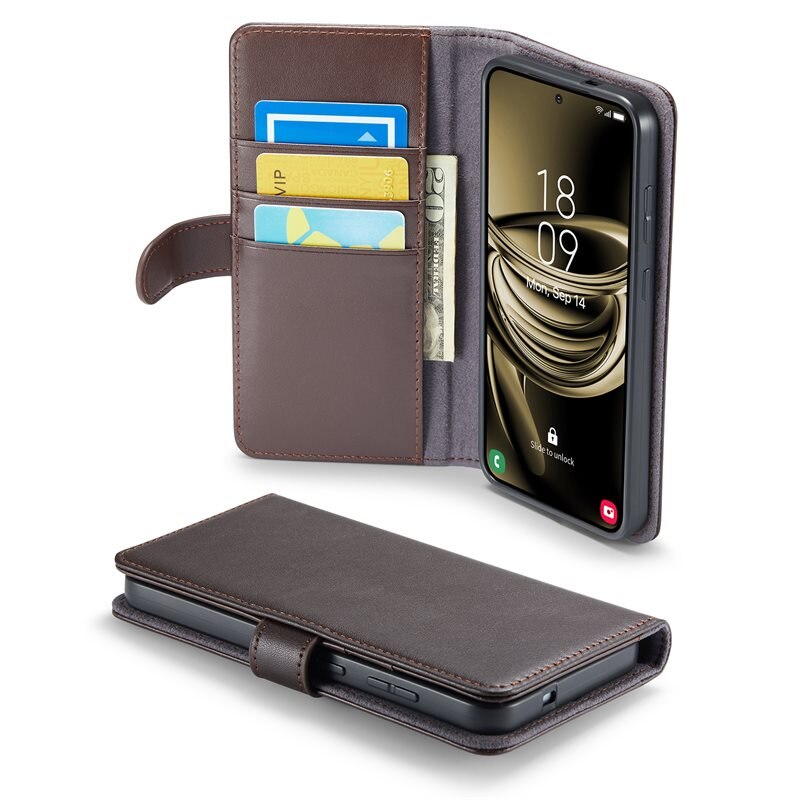 Mobique Aito Nahkakotelo Samsung Galaxy S25 Plus Ruskea