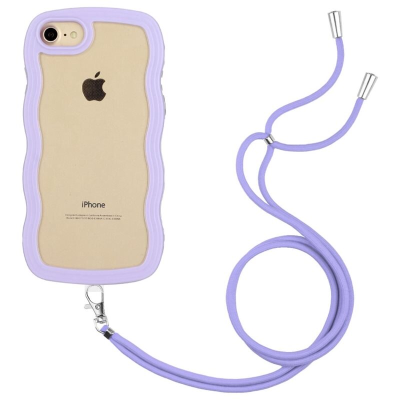Wavy Edge Kuori kaulahihnalla iPhone SE (2020) liila