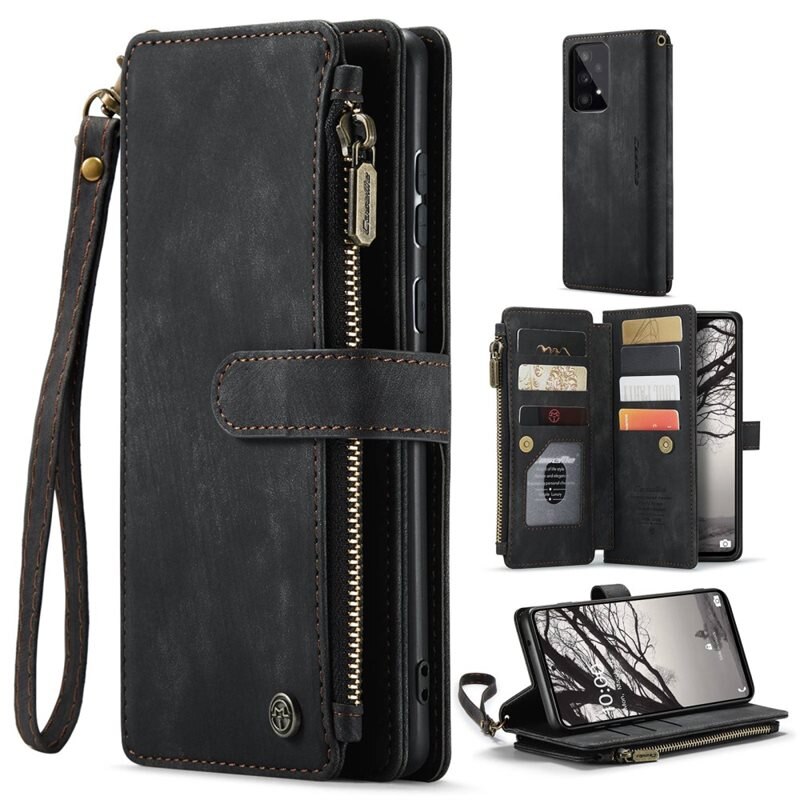 CaseMe Zipper Wallet Samsung Galaxy A53 Musta