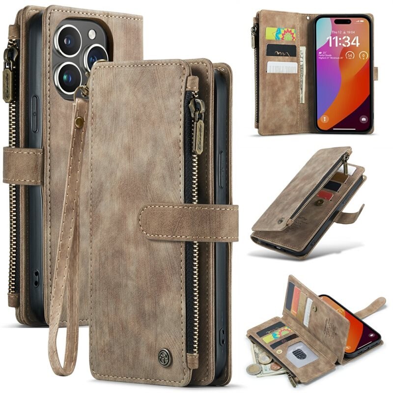 CaseMe Zipper Wallet iPhone 16 Pro Max Ruskea