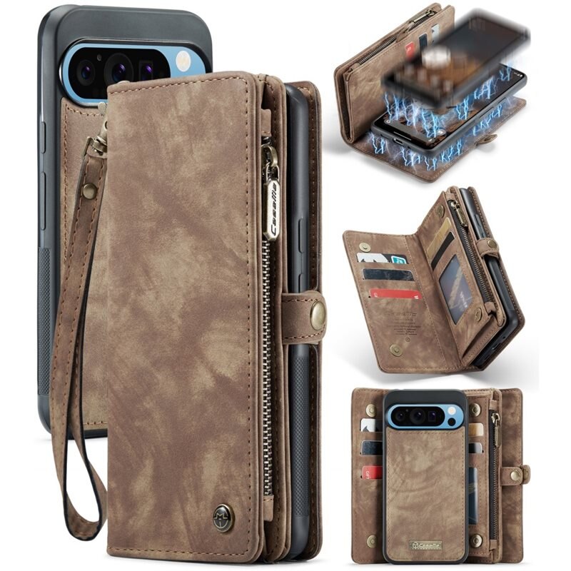 CaseMe Multi-slot Suojakotelo Google Pixel 9 Pro XL Ruskea