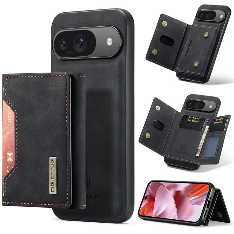 DG.MING Magnetic Card Slot Case Google Pixel 9 Musta