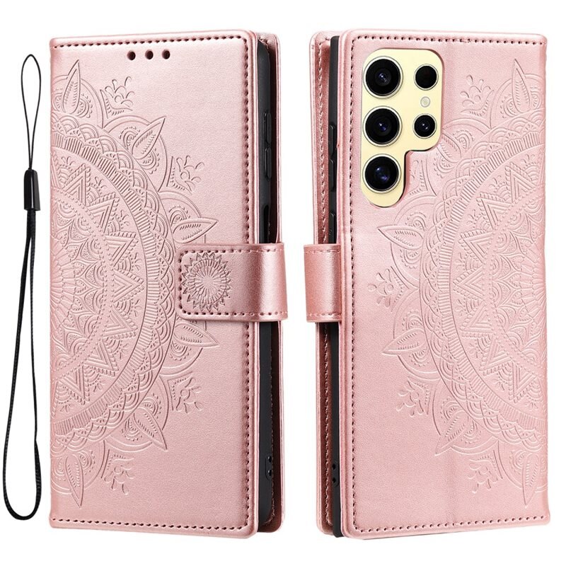 Nahkakotelo Mandala Samsung Galaxy S25 Ultra ruusukulta