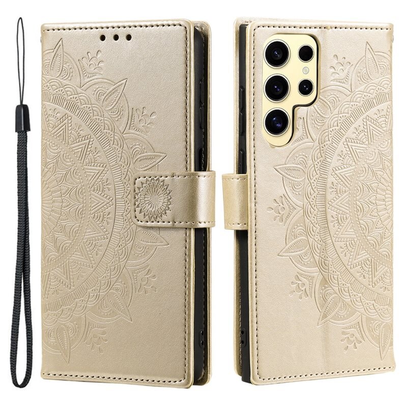 Nahkakotelo Mandala Samsung Galaxy S25 Ultra kulta
