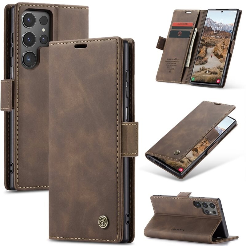 CaseMe Slim Lompakkokotelo Samsung Galaxy S25 Ultra Ruskea