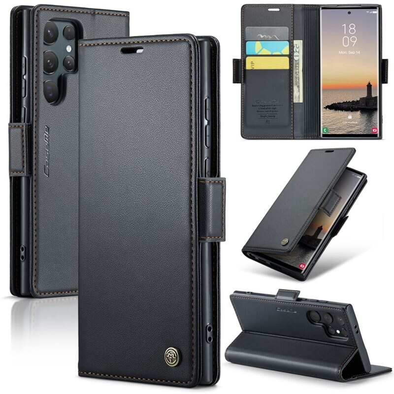CaseMe RFID Slim Lompakkokotelo Samsung Galaxy S25 Ultra Musta