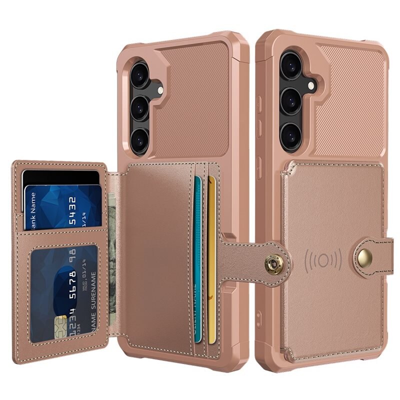Tough Multi-slot Case Samsung Galaxy S25 Vaaleanpunainen - Puhelimen kuoret - Paikat korteille