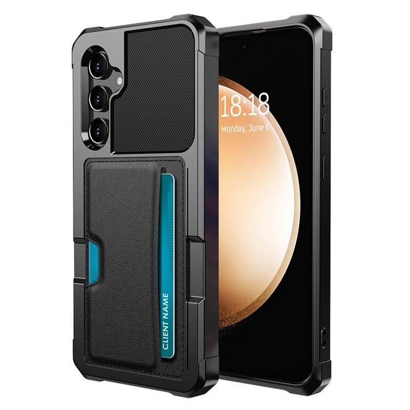 Tough Card Case Samsung Galaxy S25 Plus musta - Korttitasku puhelimeen