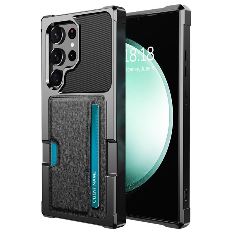 Tough Card Case Samsung Galaxy S25 Ultra musta - Korttitasku puhelimeen