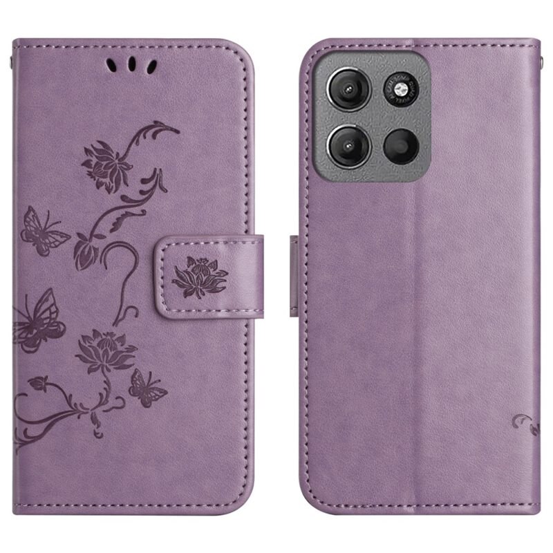 Nahkakotelo Perhonen Motorola Moto G15 Power Liila