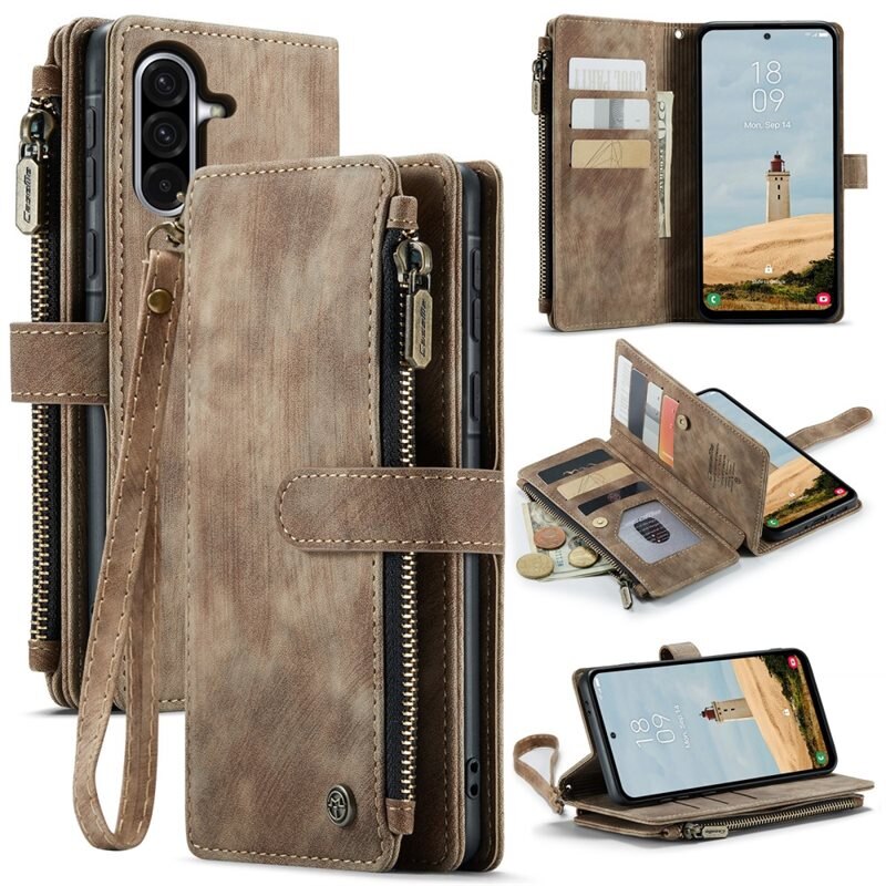 CaseMe Zipper Wallet Samsung Galaxy A56 Ruskea