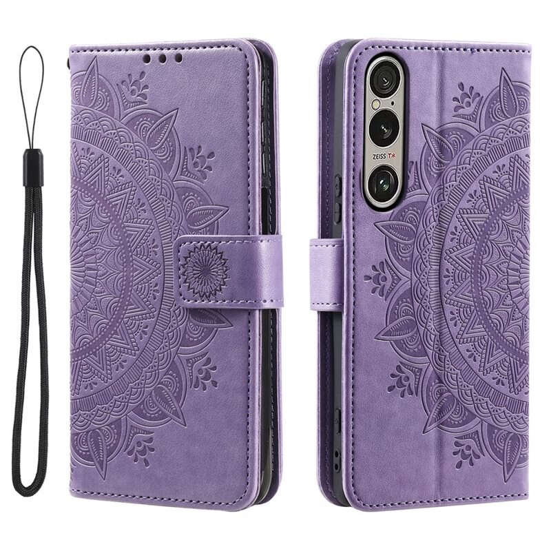 Nahkakotelo Mandala Sony Xperia 1 VII Liila