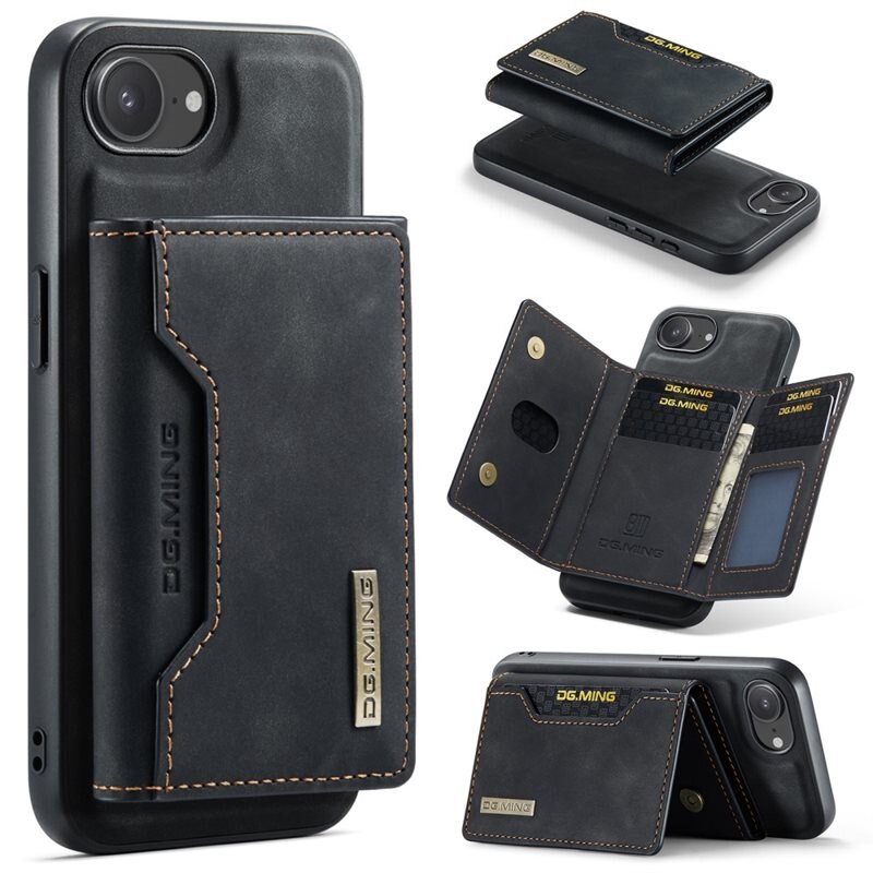 DG.MING Magnetic Card Slot Case iPhone 16e Musta