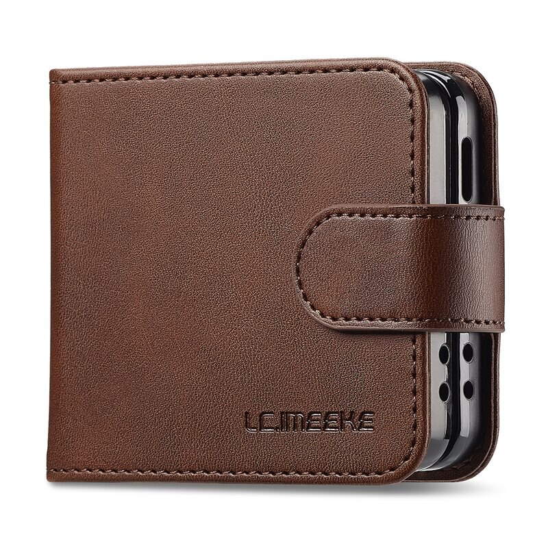 LC.IMEEKE Lompakkokotelot Samsung Galaxy Z Flip 7 Ruskea