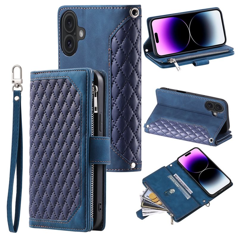 Lompakkolaukku iPhone 17 Quilted Sininen