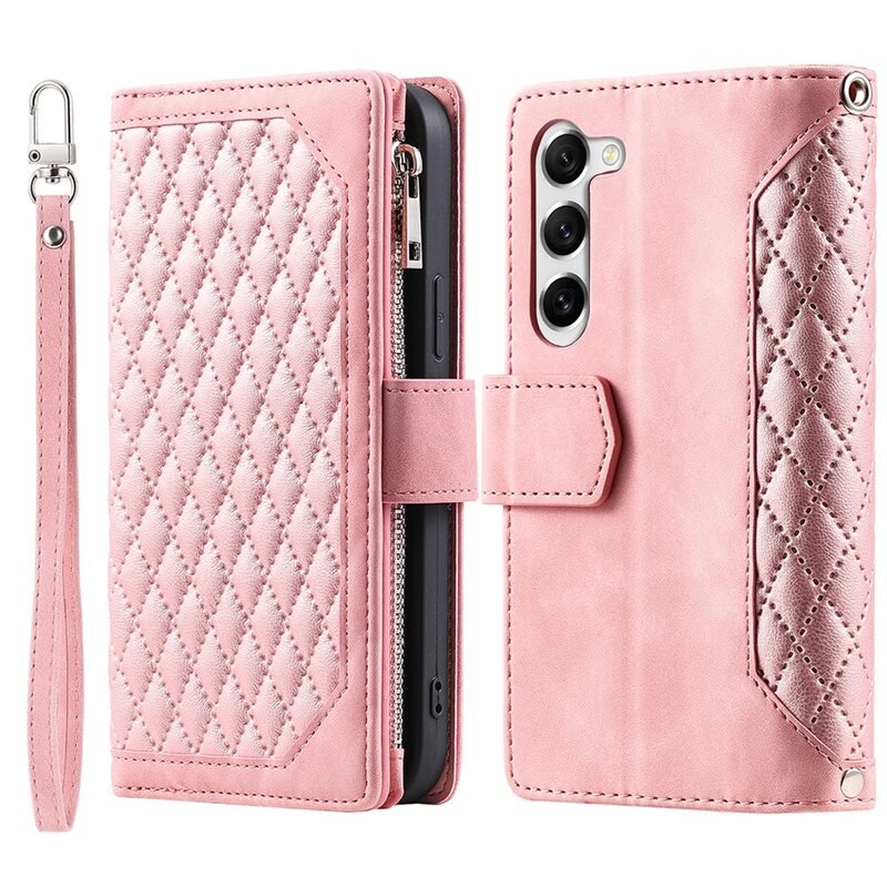 Lompakkolaukku Samsung Galaxy S23 Plus Quilted Vaaleanpunainen