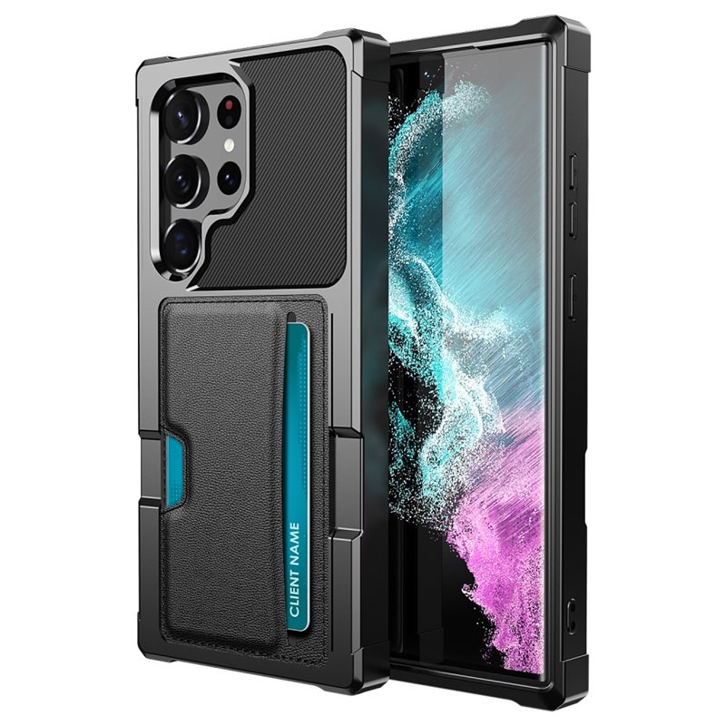 Tough Card Case Samsung Galaxy S23 Ultra musta - Korttitasku puhelimeen