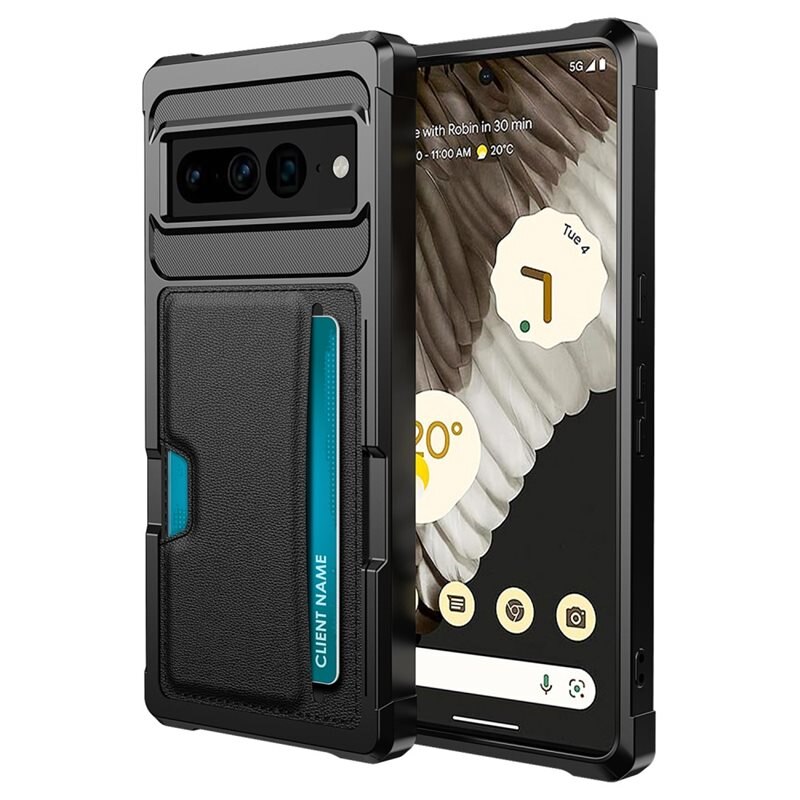 Tough Card Case Google Pixel 7 Pro musta - Korttitasku puhelimeen