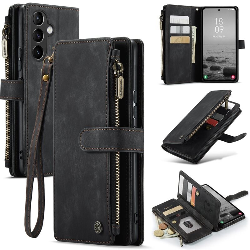 CaseMe Zipper Wallet Samsung Galaxy A54 Musta