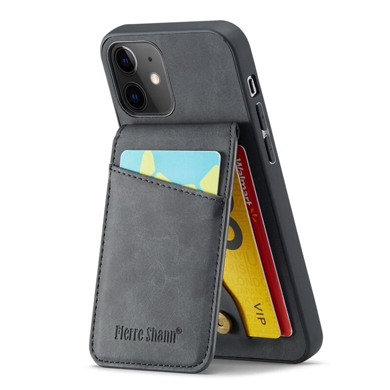 Fierre Shann Multi-slot RFID-blocking Kuori iPhone 12/12 Pro musta