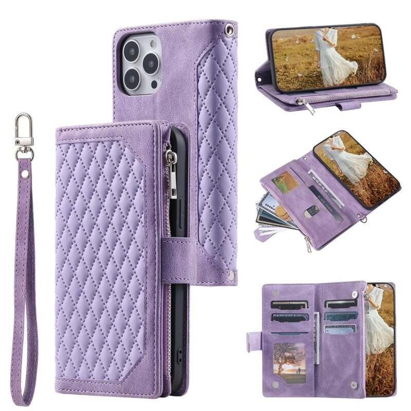 Lompakkolaukku iPhone 15 Pro Max Quilted Liila